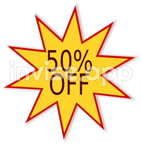 50 % Off Sign - Sign 50 Off Transparent Stick